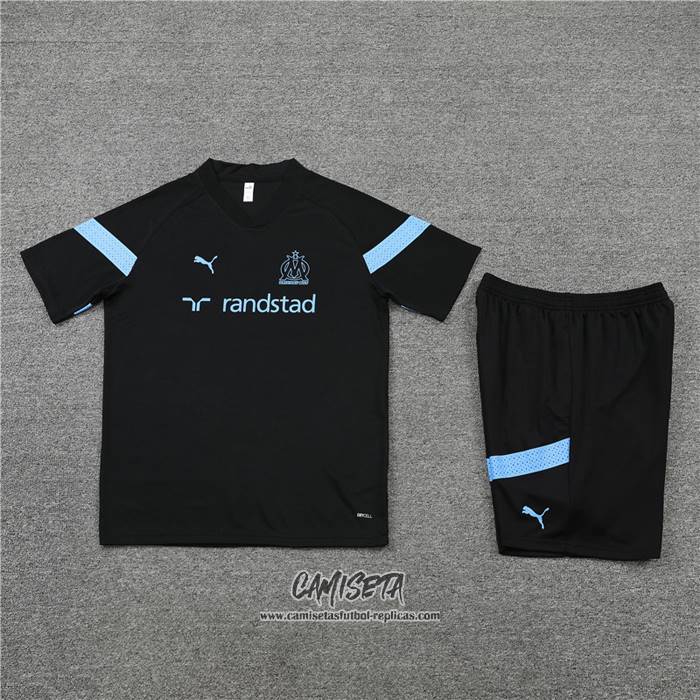 Chandal del Olympique Marsella 2022-2023 Manga Corta Negro - Pantalon Corto